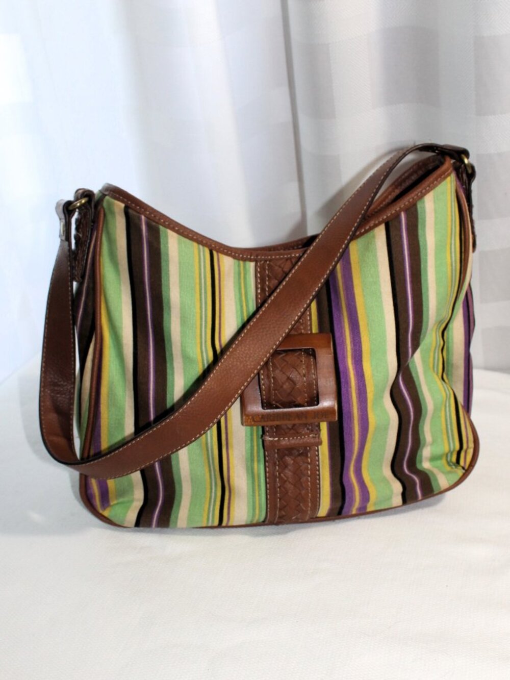 Caribbean Joe Striped Hobo Shoulder Bag